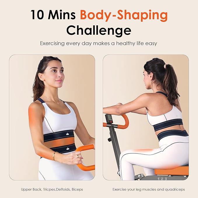 SogesHome Squat Machines Rowing Machine for Home, Foldable & Full Body Exercise Workout Equipment with Adjustable Resistance Bands for Women, Row and Ride Squat Machine for Glutes and Abs, 330 LBS