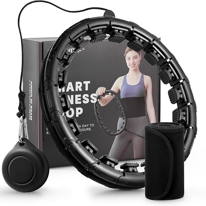 Weighted Fit Hoop Plus Size with Extra Sweat Belt for Adult Weight Loss, 32 Detachable Links Smart Fitness Hoop, Fitness and Massage 2 in 1, Great for Adults and Beginners
