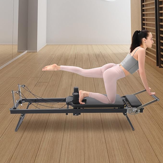 Foldable Pilates Reformer, Yoga Fitness Equipment for Gym Workout and Home Use, Up to 260 lbs Weight Capacity, Pilates Exercise Equipment Pilates Machine for Beginners