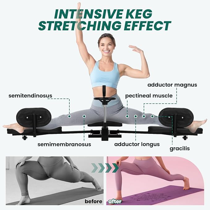 Hip Leg Strecher, 400LBS Steel Split Machine for Flexibility Kids Adults with Wheel, 240 ° Leg Strecher Machine for Flexibility Stretching Equipment Fitness Equipment Beauty Ballet Yoga