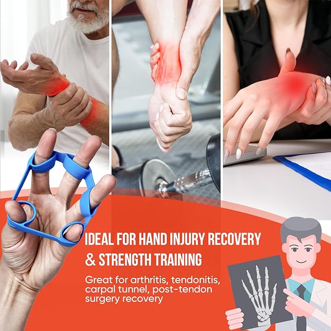 Grip Strength Trainer Kit, 3 Colors Forearm Strengthener & Hand Grip Strengthener, Finger Exerciser & Stretcher for Strength Training, Recovery & Flexibility
