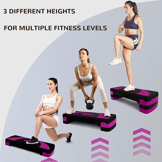 BalanceFrom Aerobic Step Platform Trainer with Adjustable 3-Level Risers, 400 Pound Weight Capacity – Non-Slip Exercise Stepper for Cardio, Strength, and Fitness Workouts at Home or Gym