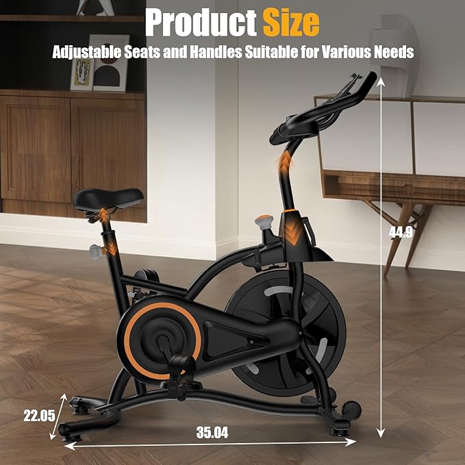Exercise Bike with Exclusive Heart Rate Sensor and APP Sync, Stationary Bikes for Home with Continuously Variable Resistance, Compact Indoor Cycling Bike with Tablet Mount