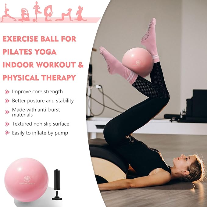 Pilates Ball Resistance Bands Grip Socks Barre Sets, Loop Exercise Bands 5 Levels, Small Yoga Ball 9 Inch, Non Slip Socks Workout Kit at Home