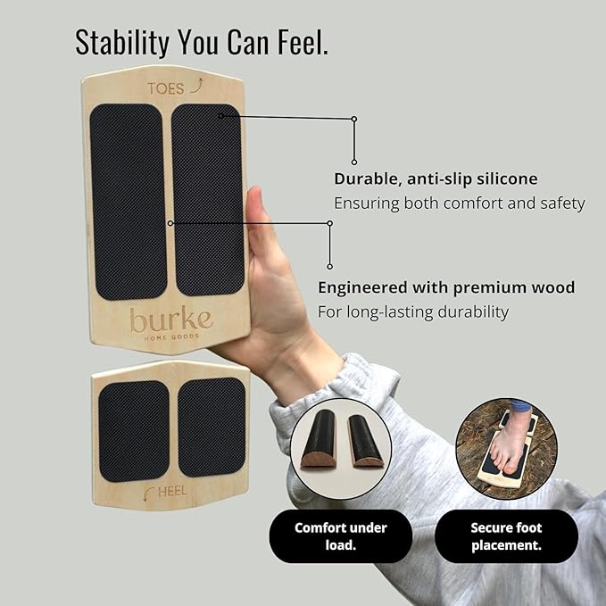 Slant Board Balance Board for Ankle & Calf Stretching – Single-Leg Axis Board for Physical Therapy, Rehab & Stability Training – Non-Slip Wooden Wobble Board