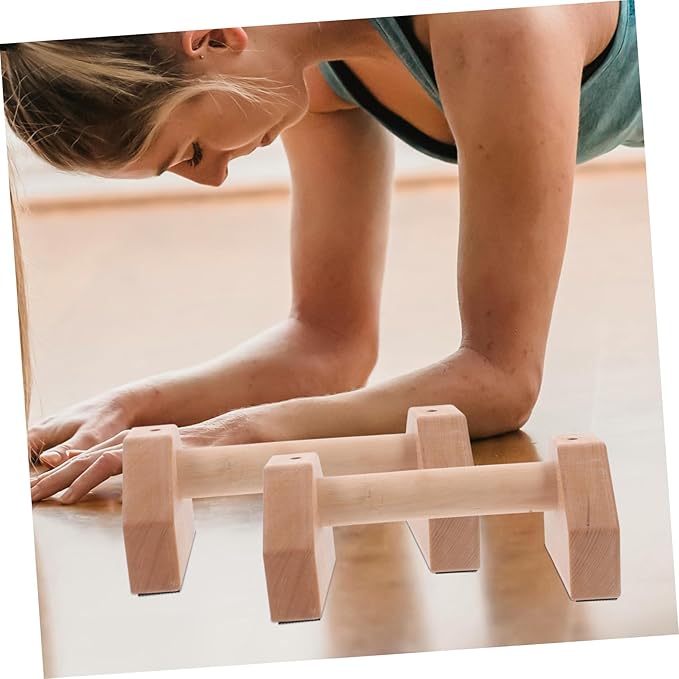 BESPORTBLE 2pcs Wooden Pushup Stands for Strength Training Ergonomic Anti-slip Handles for Home Gym Workouts Durable Beechwood Design Lightweight Portable Fitness Accessory Pair