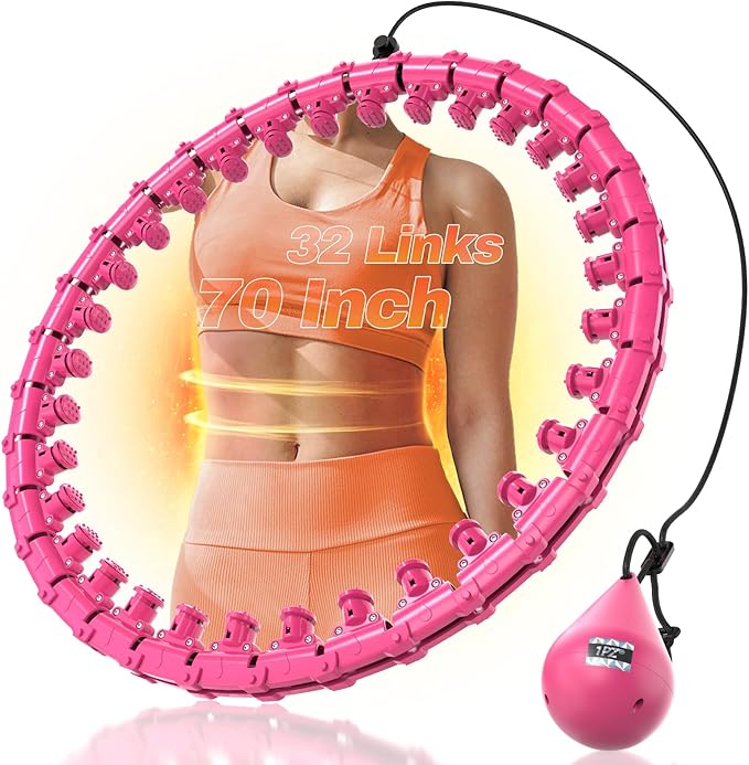 Weighted Fit Hoop Plus Size for Adult Weight Loss, 32 Detachable Links Smart Fitness Hoop, Fitness and Massage 2 in 1