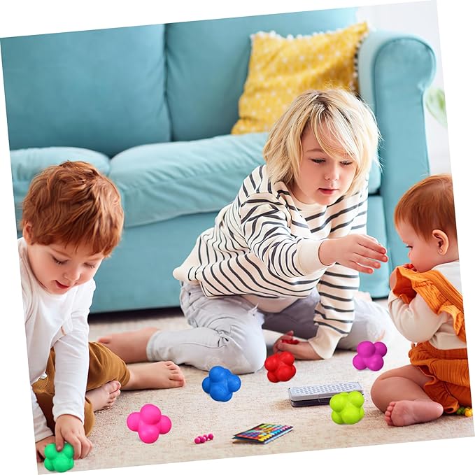 6pcs Colorful Reaction Balls Hexagonal Training Balls for Boys and Girls Adults Improve Hand-Eye Coordination Fitness Equipment