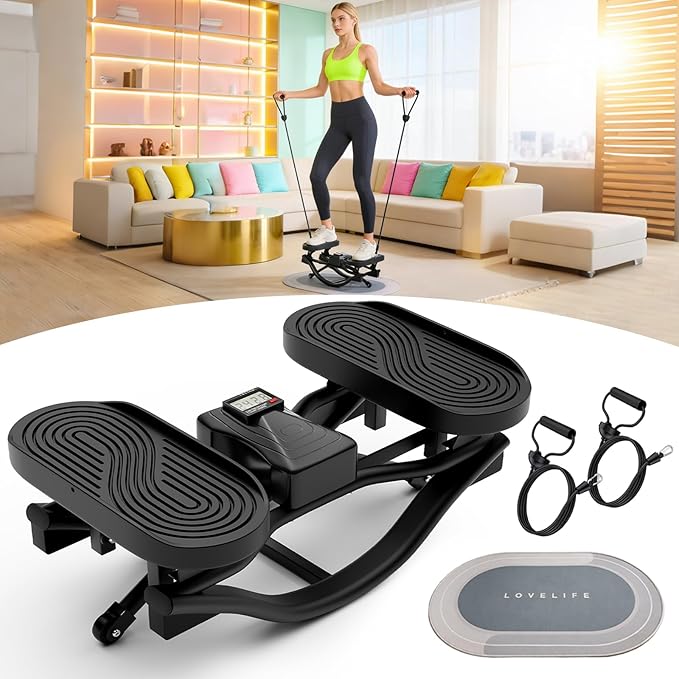 3D Motion Rocking Lateral Stepper with Silent Pad, Side to Side Stepper for Home Full Body Workout - lateral rocker side stepper for exercise, 220 lbs Weight Capacity