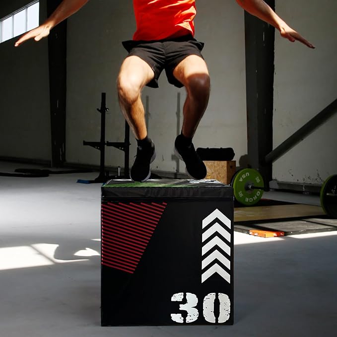 GarveeLife Plyometric Jump Box, Heavy-Duty Steel Plyo Boxes with Rubber Pad for Home Gym, Jump Platforms Step Up Box, Jump Trainers Conditioning Strength Training with Sizes 12", 18", 24", 30"
