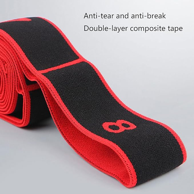 Fitness Band Elastic Stretch Strap with 8 Looped Resistance Stretching Strap for Pilates Dance Resistance