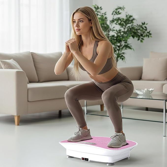 GYMAX Vibration Plate Exercise Machine, Vibration Plate with 10-Level Intensity, LED Display & Remote Control, Body Vibrating Plates Stand Shaking Platform Fat Burning Machine