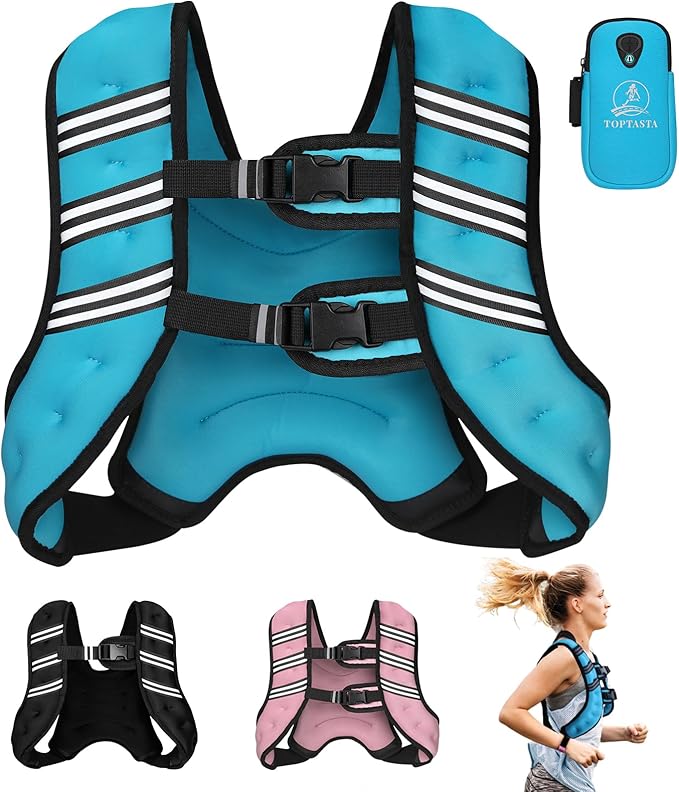 Weighted Vest for Women Men, 6lb/8lb/12lb/16lb/20lb/25lb/30lb Adjustable Weight Vest with Reflective Stripes for Workout, Strength Training, Running, Fitness, Muscle Building, Weight Loss, Rucking Vest With Phone Pouch