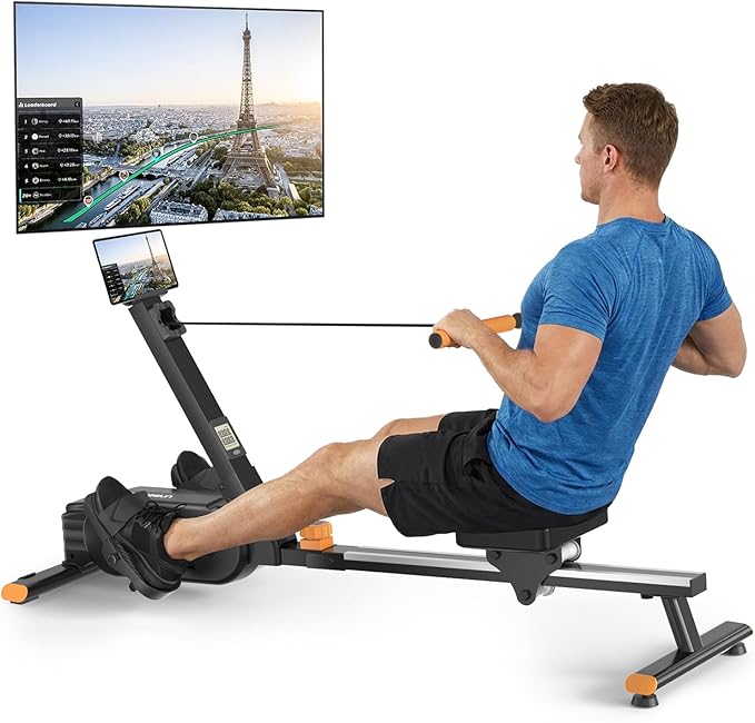 2026update Magnetic Rowing Machines for Home,Rower Machine with 16 Levels,Powerful Silent Magnetic Resistance,350lbs Weight Capacity,LCD Monitor,Silent Rail System,Row Machine for Home Gym Exercise