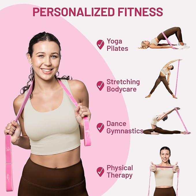 Slim Panda Stretch Strap, Multi-Loop for Physical Therapy,Elastic Yoga Stretching Strap for Dance,Yoga, Pilates & Gymnastics Exercise, Ballet Stretching Band for Flexibility, Leg Stretching