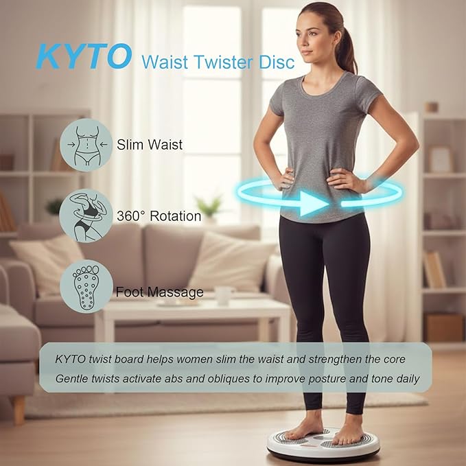 KYTO Waist Twister Disc – Core Trainer Board with Digital Counter, Ab Workout Equipment with 360° Rotation, Non-Slip Foot Massage Design for Home, Office Fitness