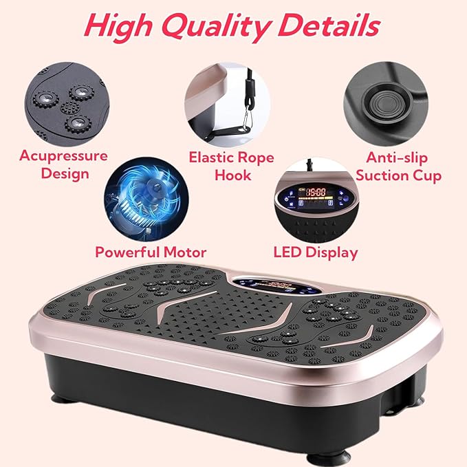 TLSUNNY Vibration Plate,3D Shake Board,Power Workout Platform,Full Body Shaping,Weight-Loss Exercise Machine for Lymphatic Drainage,W/2 Resistance Bands, Acupressure Foot Pedal&Remote Control