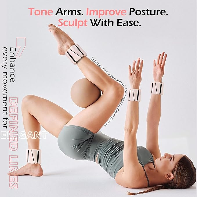 Wrist Ankle Weights for Women & Men, 2lbs/4lbs Adjustable Weighted Bangles to Boost Calorie Burn & Strength, Arm & Leg Weights for Pilates, Yoga, Walking, Barre, Gym & Home Workout