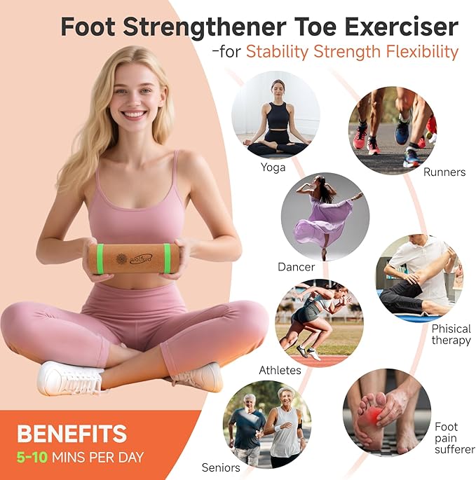 Foot Balance Cork - Foot Collective Cork Balance &Natural Wood for Feet Strengthening, corking balance board For Home Gym|Office Fitness Equipment for Plantar Fasciitis Relief | Foot Balance Trainer