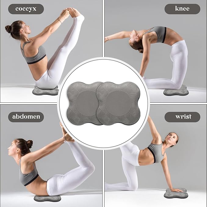 2 Packs Yoga Knee & Elbow Cushions - Extra Thick Foam for Knees, Elbows, Wrists, Hands & Head - Pilates & Kneeling Pads - Support Foam Pads for Women & Men