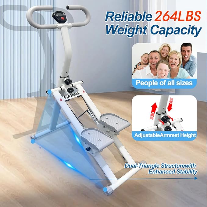 Stair Stepper for Home Gym, Foldable Vertical Climber Workout Machine, Full Body Cardio Machine with Adjustable Handles, LCD Monitor