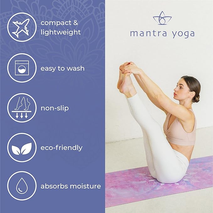 Mantra Yoga Travel PRO 1.5mm with Knee Pad - Foldable Fitness & Exercise Mat with Bag | Lightweight, Compact & Eco-Friendly | Non-Slip & Washable | For All Types of Yoga | 72" L x 24" W | 2.6 lbs