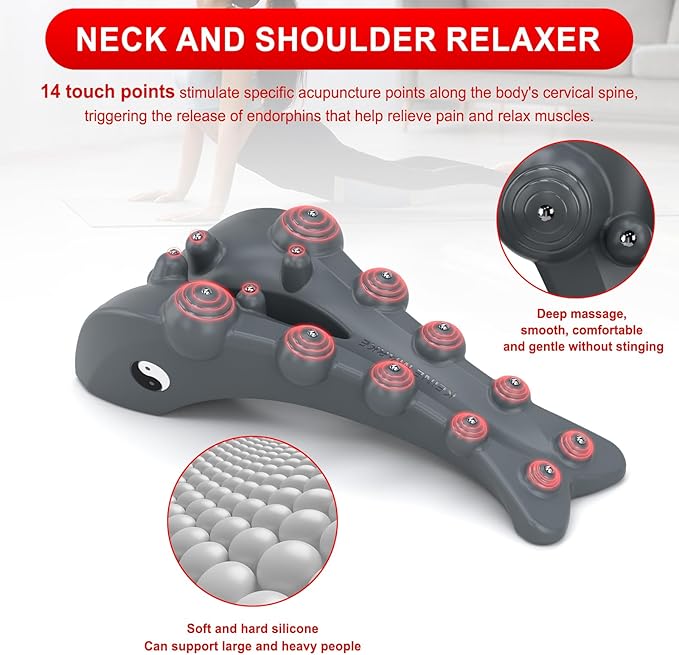 Trapezius Trigger Point Massager, Occipital Release Tool, Cervipoint Trigger Point Massager Silicone, Relieve Pain in The Diamond Shaped Muscles of The Neck and Upper Back (Gray)