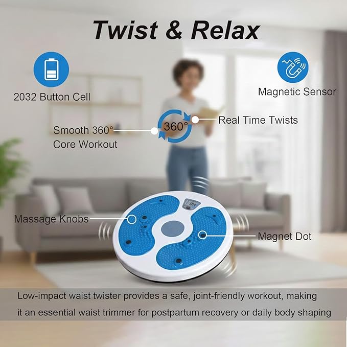 KYTO Waist Twister Disc – Core Trainer Board with Digital Counter, Ab Workout Equipment with 360° Rotation, Non-Slip Foot Massage Design for Home, Office Fitness