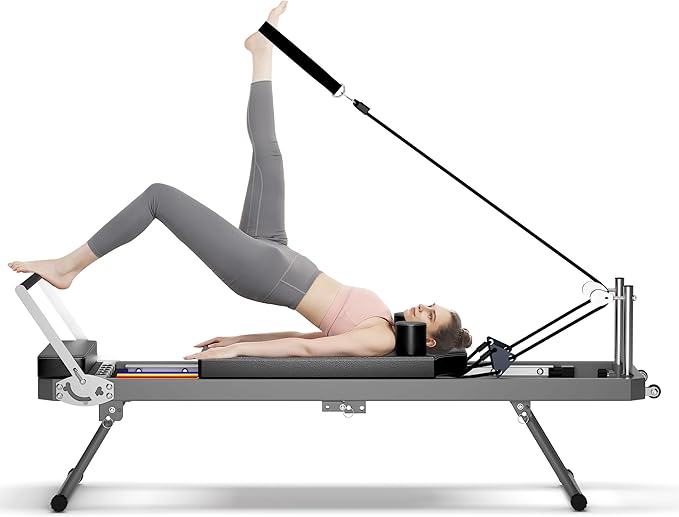 330 LBS Capacity Pilates Reformer, Foldable Pilates Core Bed Machine Equipment for Home Use and Yoga Studio Gym Workout Commercial Fitness Equipment, Suitable for Advanced and Beginners Users