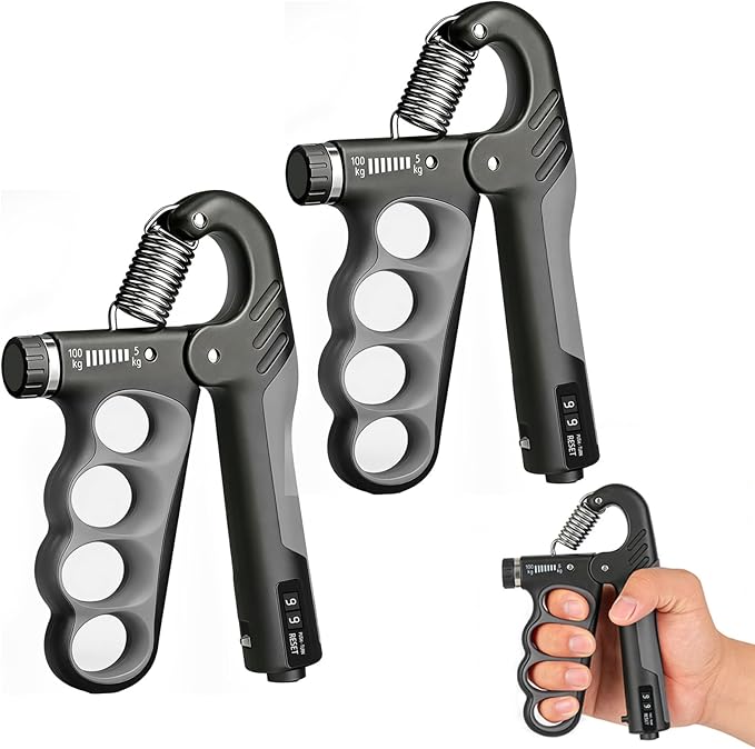 Hand Gripper Strengthener, 11-220LBs Adjustable Resistance Grip Strength Trainer with Counter, Forearm Exerciser for Injury Recovery and Muscle Building