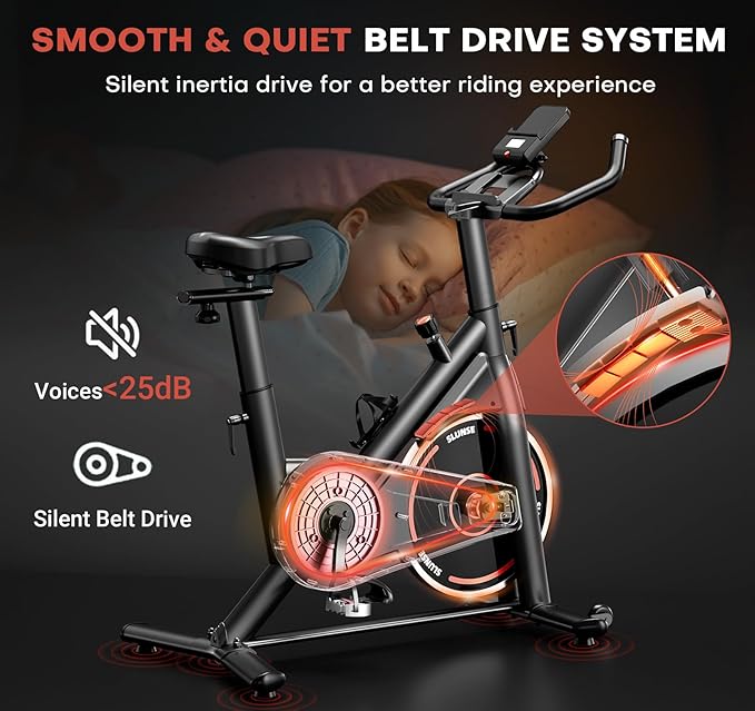 Exercise Bike, Magnetic Resistance Stationary Bikes for Home with App Compatible, Silent Indoor Cycling Bike with 350lbs Weight Capacity Comfortable Seat, Digital Monitor & Phone Mount