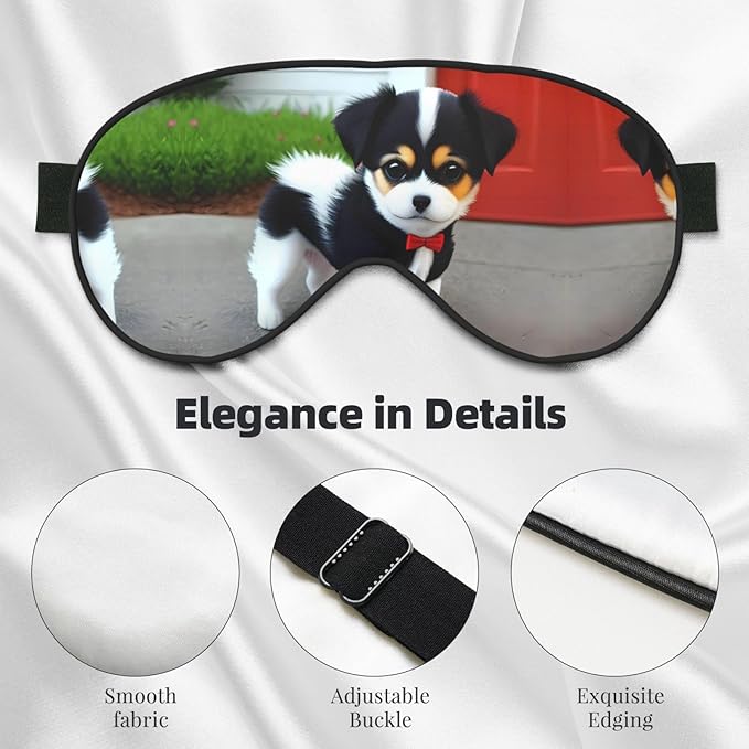 Black and White Puppy Head-Mounted Double-Sided Light-Blocking Sleeping Eye mask to Protect Eyes and Relieve Eye Fatigue