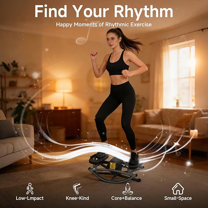 Rock Stepper, Lateral Rocking Fitness Home Workout Machine, Low-Impact Lateral Steppers for Knees and Joints, Portable Compact Side-to-Side Steppers for Legs, Glutes, Abs