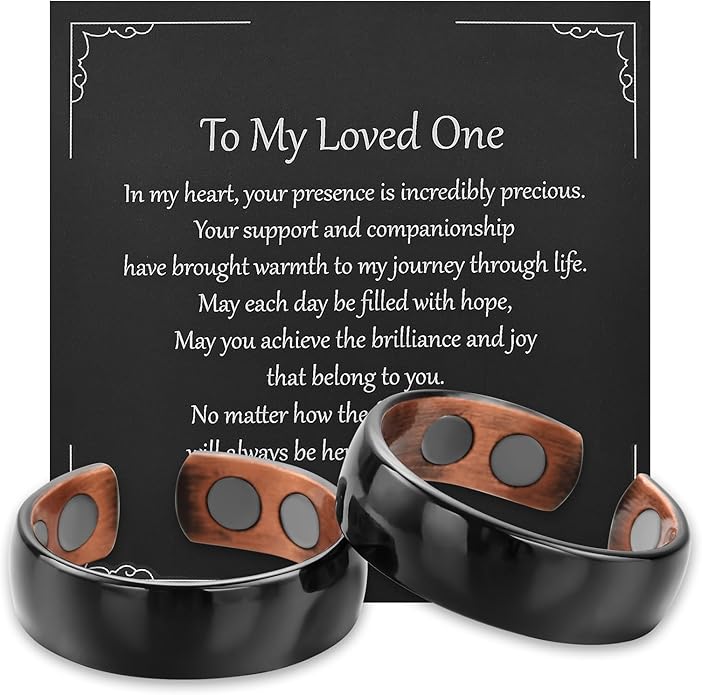 MagEnergy 2PCS Copper Rings for Men & Women, 99.9% Pure Copper Magnetic Adjustable Thumb Ring with Strong Magnet, Jewelry Gift with Present Box