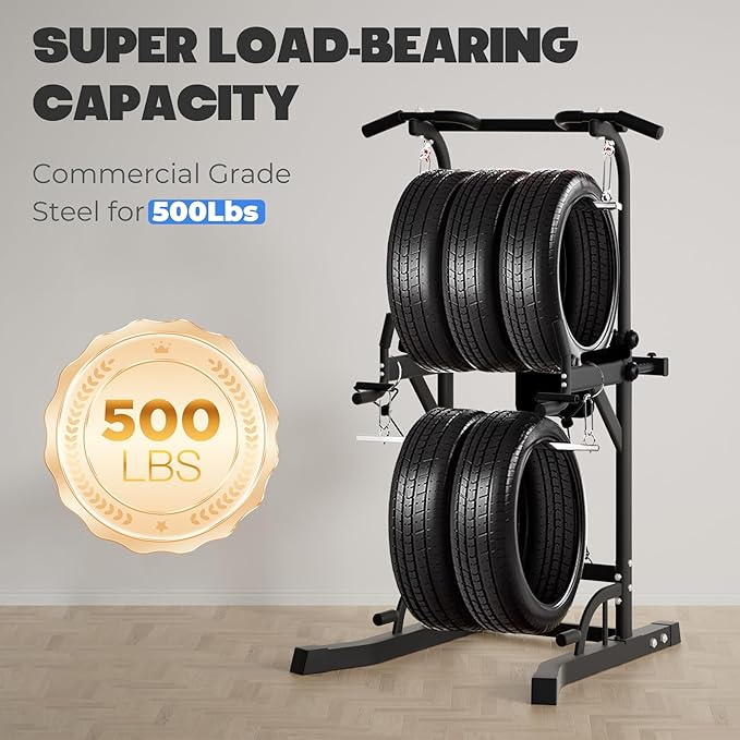 Power Tower Pull Up Dip Station, Heavy Duty Pull Up Station Dip Bar Station Multi-Function Home Gym Strength Training Fitness Equipment 500LBS