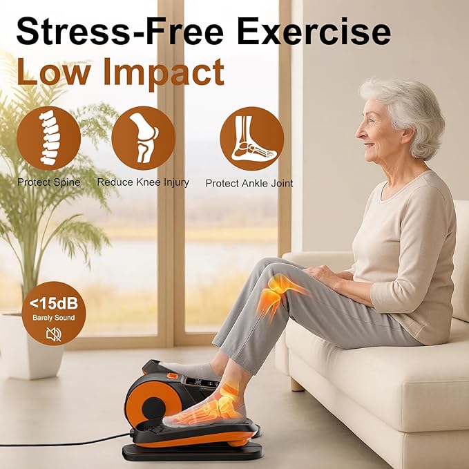 VIVURN® 028 Under Desk Elliptical 12 Speed 5 Modes Motorized Leg Exerciser While Sitting for Seniors As Seen on TV Low Impact Electric Pedal Exerciser with Non-Slip Mat Quiet for Home and Office