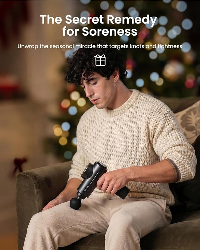 RENPHO Active+ Percussion Massage Gun - 5 Adjustable Speeds for Back, Neck, Muscle Recovery - App Controlled Guided Courses, with Carry Case for Professional Athlete, Gym and Travel,Black