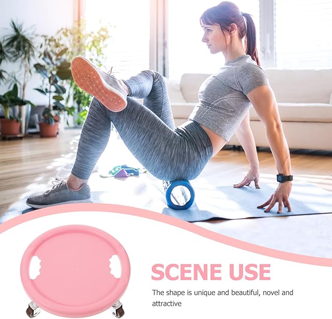 Abdominal Muscle Wheel Plate Fitness Ab Roller Disc with Silent Sliding Four-wheel Design for Core Training and Belly Workout, 1pcs Pink