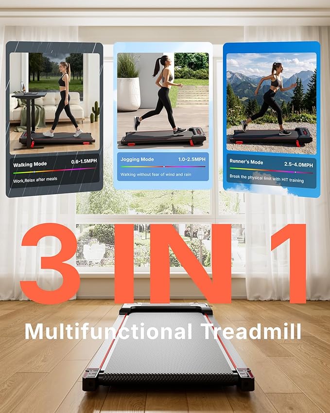 Walking Pad Treadmill, Anylife Incline Walking Pads Under Desk 330lb Capacity, 2.5HP Portable Treadmills for Home, Compact Treadmill Small Running Pad with LED Display, Remote Control