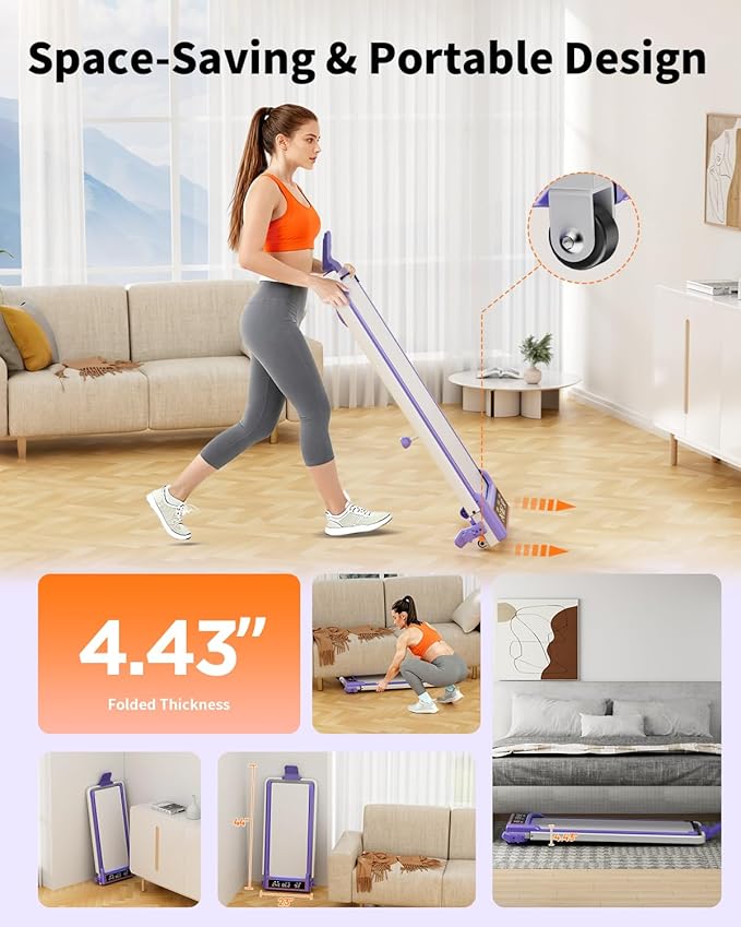 Folding Walking Pad with 15% Incline/RGB Light/Dual Screen Display, 3.5HP Treadmills for Home, Portable Walking Pad Treadmill with Handle Bar and 4 Adjustable Incline, 350lbs Capacity, Smart App
