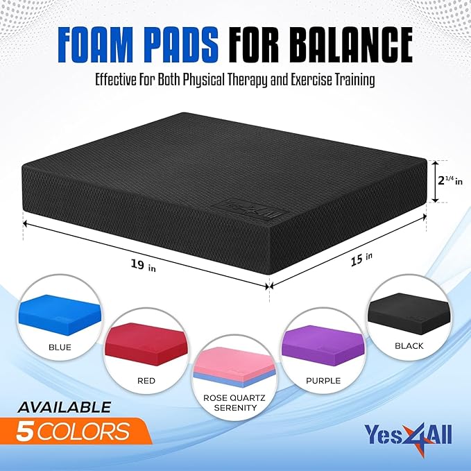 Yes4All Wood Slant board & Balance board (2in1) + Balance Pad XL Black Physical Therapy, Yoga & Stability Training Balance Mat