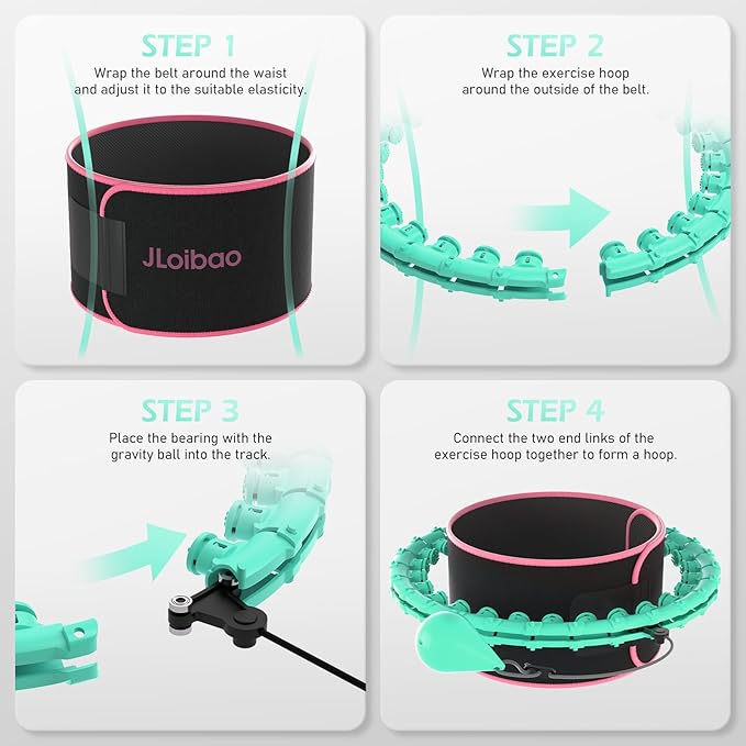 Weighted Hula Circle for Adults Weight Loss, Infinity Fitness Hoop Plus Size 51 Inch with Sweat Belt, Include 27 Detachable Links and Waist Trainer for Women