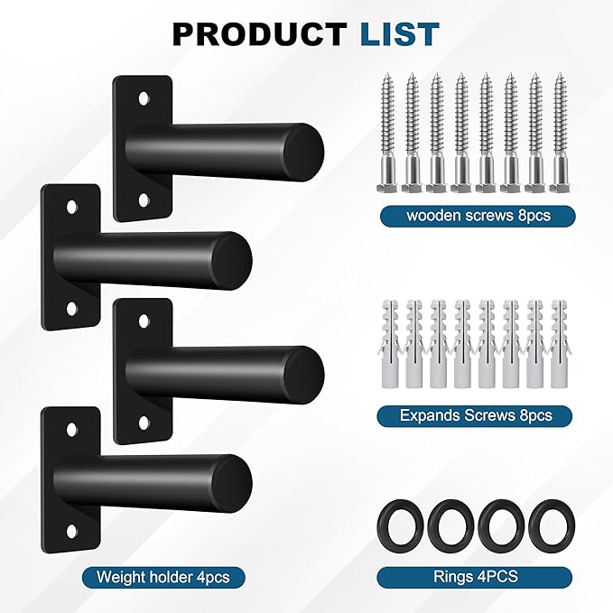 EVERYMATE Weight Plate Holder: Wall Mounted Weight Rack Storage for Olympic Weight Plate,Home Gym Organizer