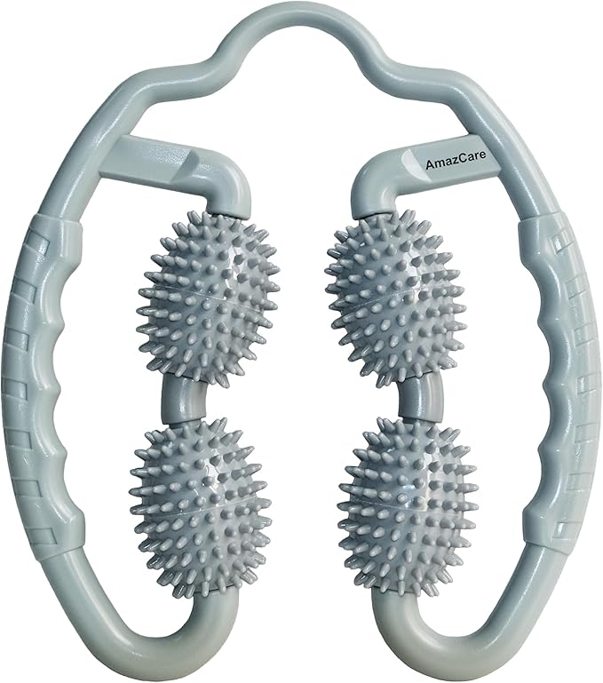 Cellulite Massage Tool Leg Roller. Lymphatic Drainage Massager Muscle Roller with Spiky Balls for Thigh Calf Arm Back Buttock. Fascia Blaster for Circulation Deep Tissue Pain Relief Recovery (Gray)