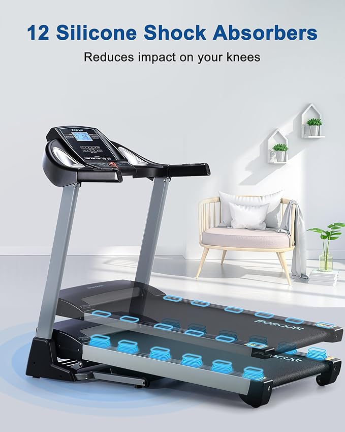 Treadmill with Auto Incline, BORGUSI Heavy Duty Treadmill for Home, Wide Belt