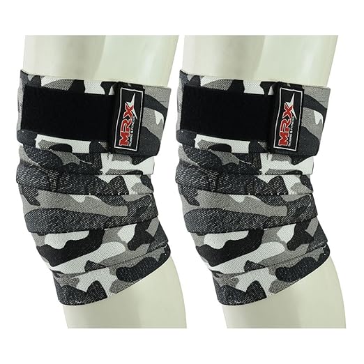 New Weightlifting Knee Wraps for Gym Fitness Training Support Bandages Knee Straps for Squats (Camo Grey)