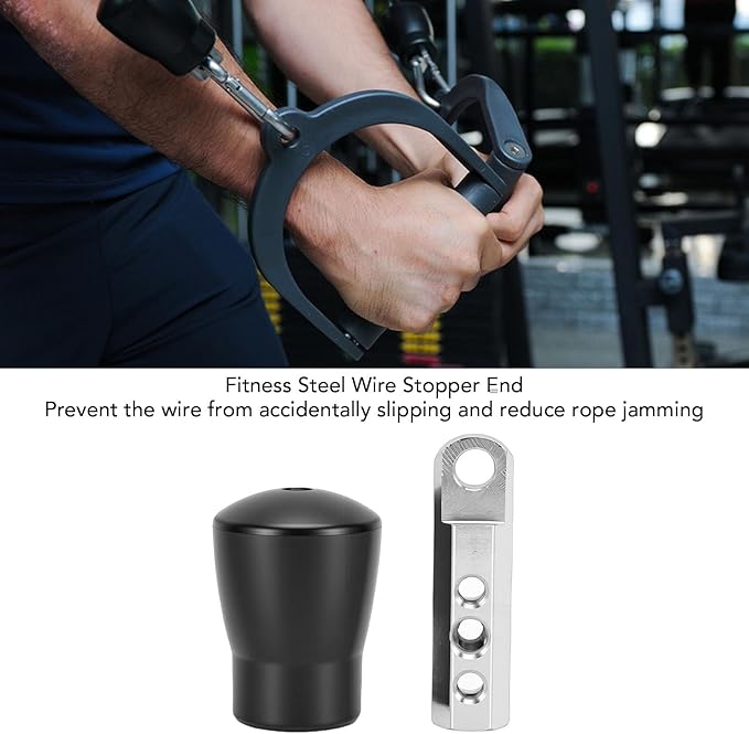 Cable Stopper, Durable Plastic Stainless Steel Press Fit Fitness Pulley Stopper Heat Shrinkable Structure for Gym Home Commercial Fitness Centers Strength Training Equipment