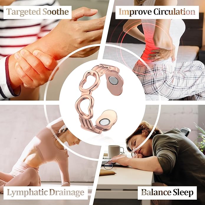 BioMag Copper Rings for Women, 99.99% Pure Copper Magnetic Rings Thumb Rings for Lymphatic Drainage, Adjustable Jewelry Gifts for Women