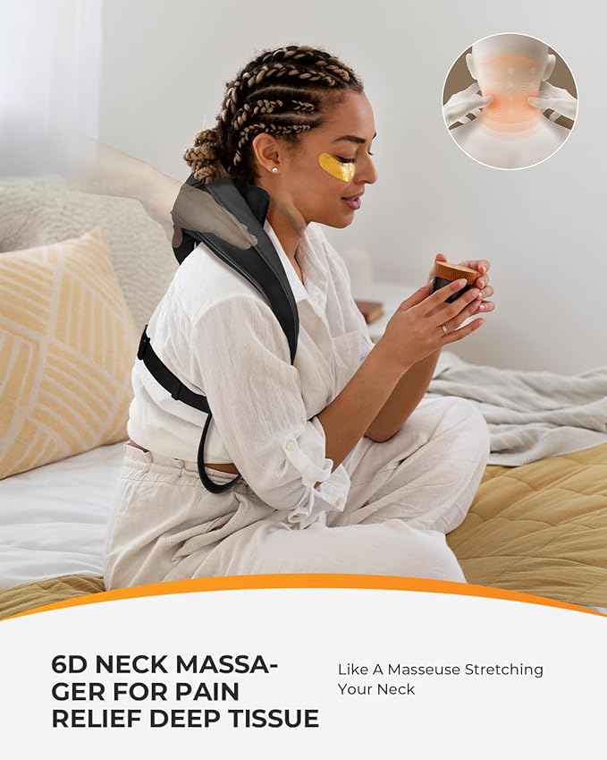 CooCoCo Upgraded Cordless Neck Massager - FSA Eligible, Back Massager for Pain Relief Deep Tissue, Shoulder Massager with Heat, 6D Shiatsu Kneading, HSA Store Massager Gifts for Mom Dad