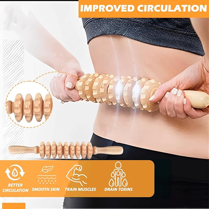 Wood Therapy Massage Tools Set 6-in-1 – Maderoterapia Lymphatic Drainage Massager Kit for Body Sculpting, Cellulite Reduction, Muscle Pain Relief, Body Shaping & Contouring for Home Spa Use